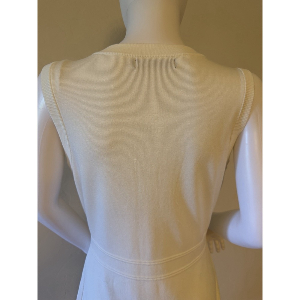 MEROKEETY Women's White Knit Sleeveless Sweater Dress With Golden Buttons Size S - Picture 13 of 16